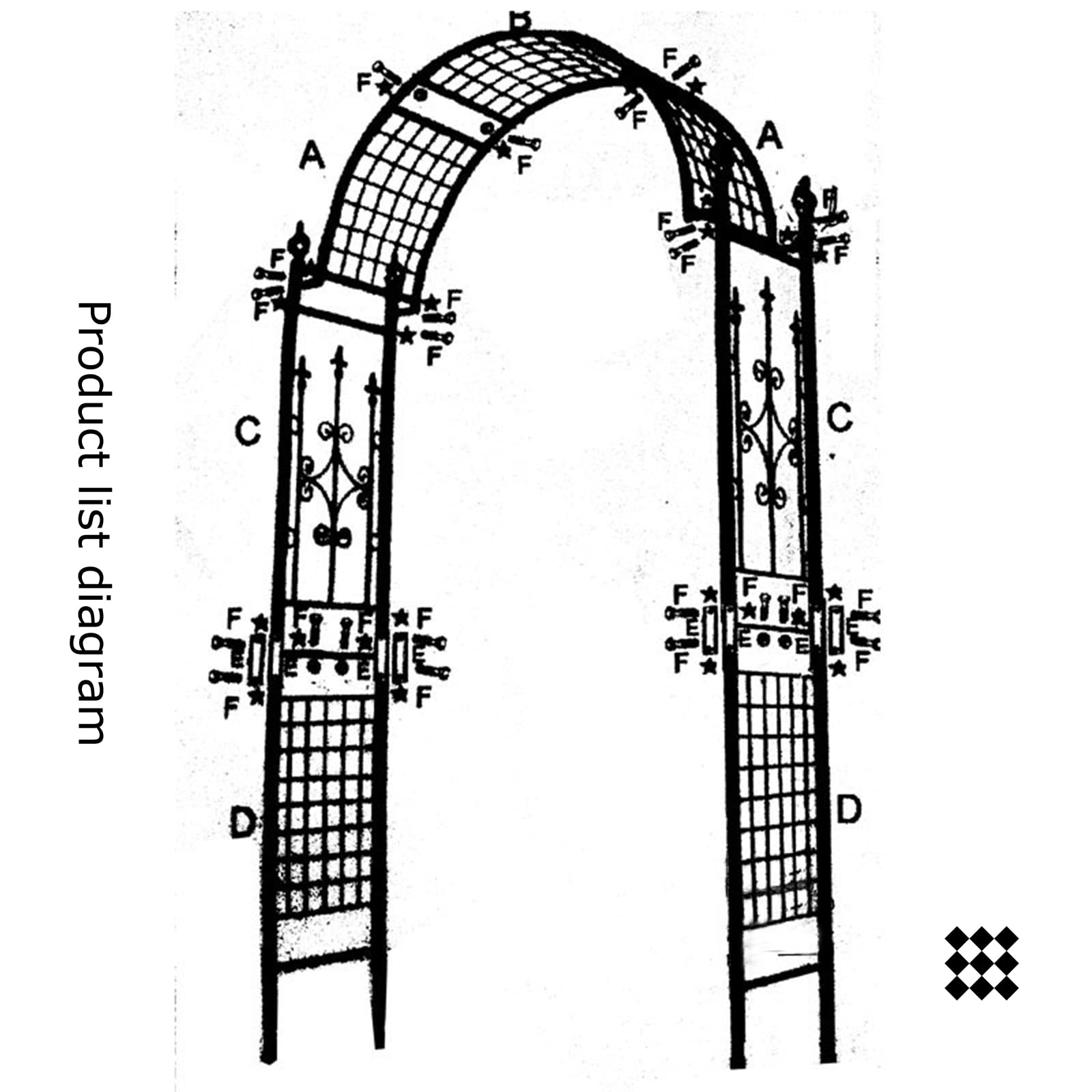 Solidny metalowy łuk ogrodowy do roślin pnących, czarny 130 cm / 51,1 cala Trellis Rose Arbor, idealny na uroczystości i dekoracje trawnika na zewnątrz