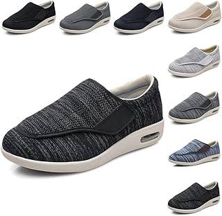 Womens Diabetic Shoes, Extra Wide Edema Swollen Slippers Adjustable Walking Shoes for Elderly Arthritis Edema Swollen Feet Thumb Valgus (Color : Black Gray, Size : 7.5)