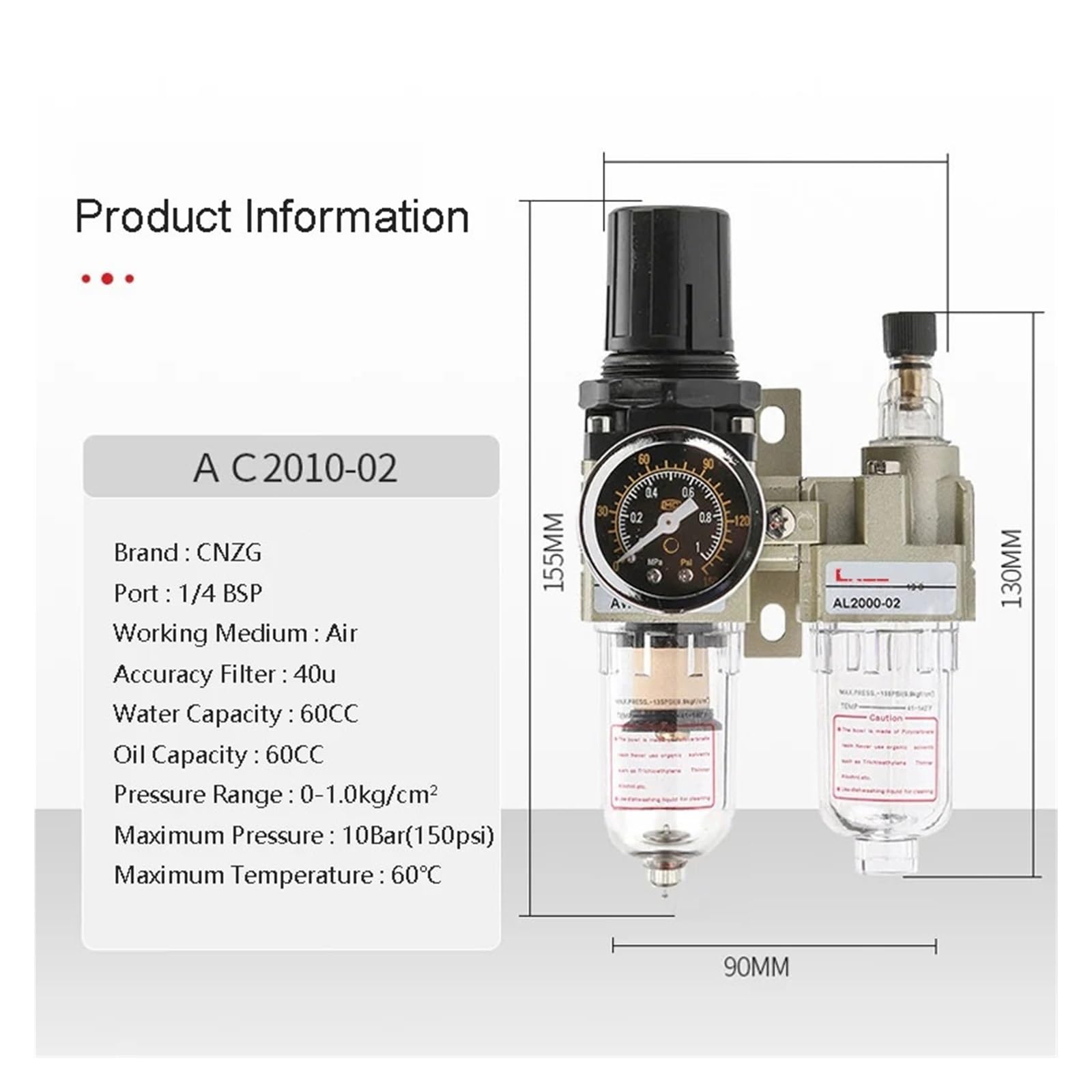 Filtr powietrza sprężarki Regulator ciśnienia Pułapka parowa Pneumatyczny Separator Oleju i Wody Pompa Ręczny Odpływ AC2010-02 (AC2010-02 z typem UE)