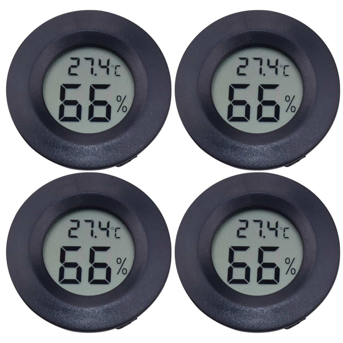 TOYANDONA 3 Series Termómetro Redondo Humedad Terrario Vivero Reptil Acuario Hogar Interior Mini Hidrómetro Medidor De Temperatura Digital Termohigrómetro Multifuncional Negro 4 Piezas*3