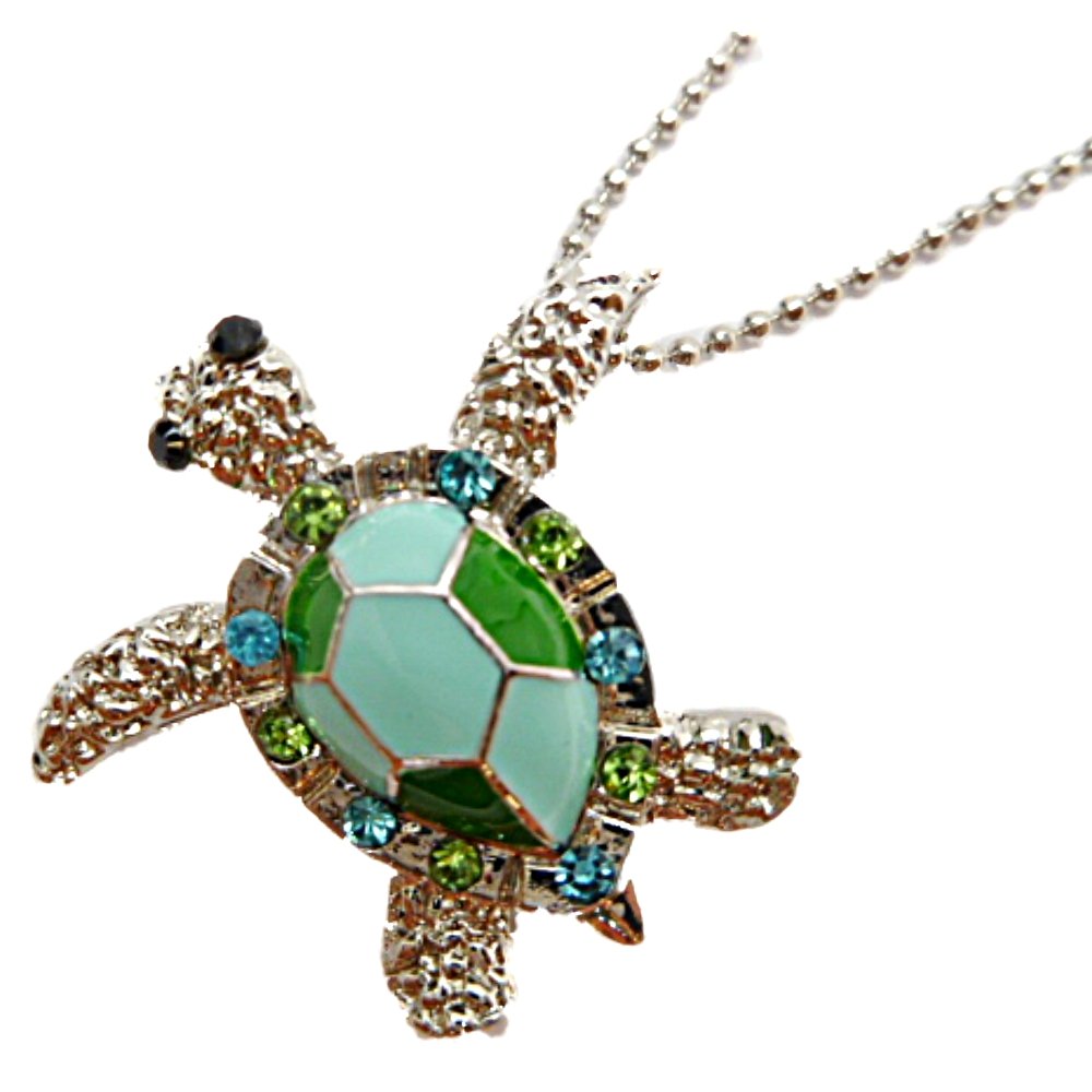 HAWAIIAN HONU TURTLE CRYSTALS NECKLACE
