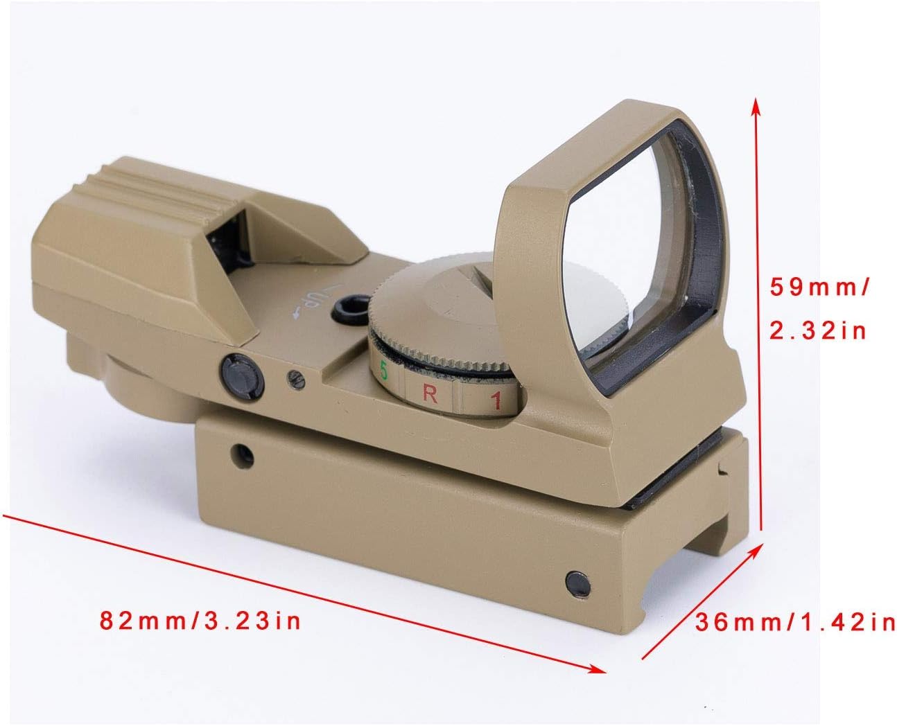 Aimsniper Red/Green Dot Reflex Sight Scope with 4 Adjustable Reticle Patterns with 20mm Rail (Tan) : Sports & Outdoors