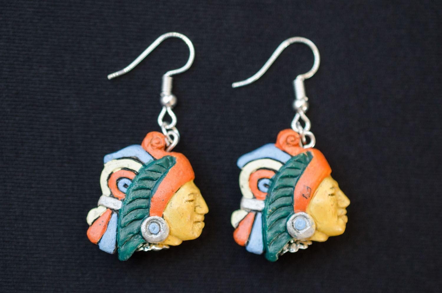 Native American Earrings Miniblings Maya Aborigines 25Mm Ceramic