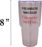 Vista 5 de Rogue River Tactical Funny Teacher - Taza grande de viaje de acero inoxidable de 30 onzas con texto en inglés "If You Can Read This Teaching