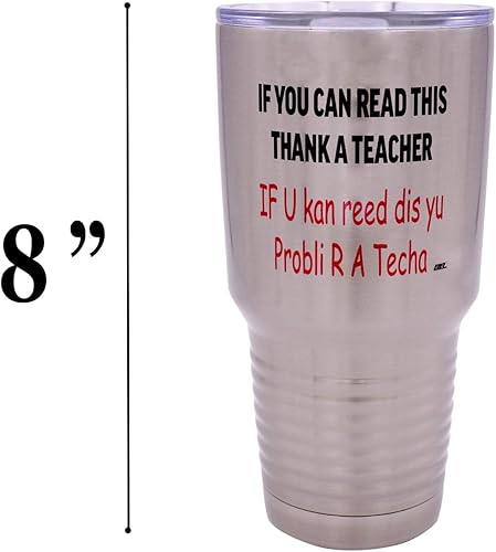 Miniatura 5 de Rogue River Tactical Funny Teacher - Taza grande de viaje de acero inoxidable de 30 onzas con texto en inglés "If You Can Read This Teaching