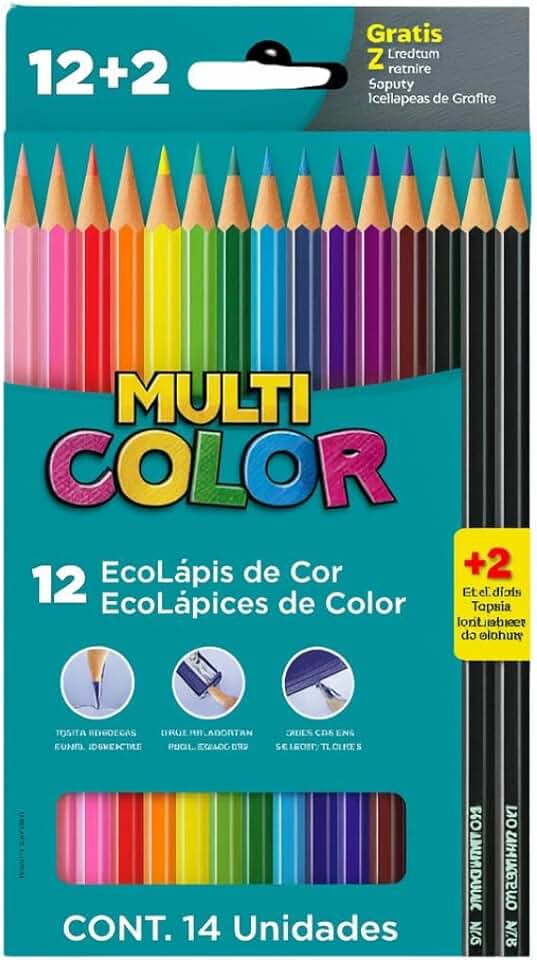 Ecolápis de cor, Multicolor Super, 11.1200N+2G, 12 cores + 2 lapis, 14 unidades, Multicor