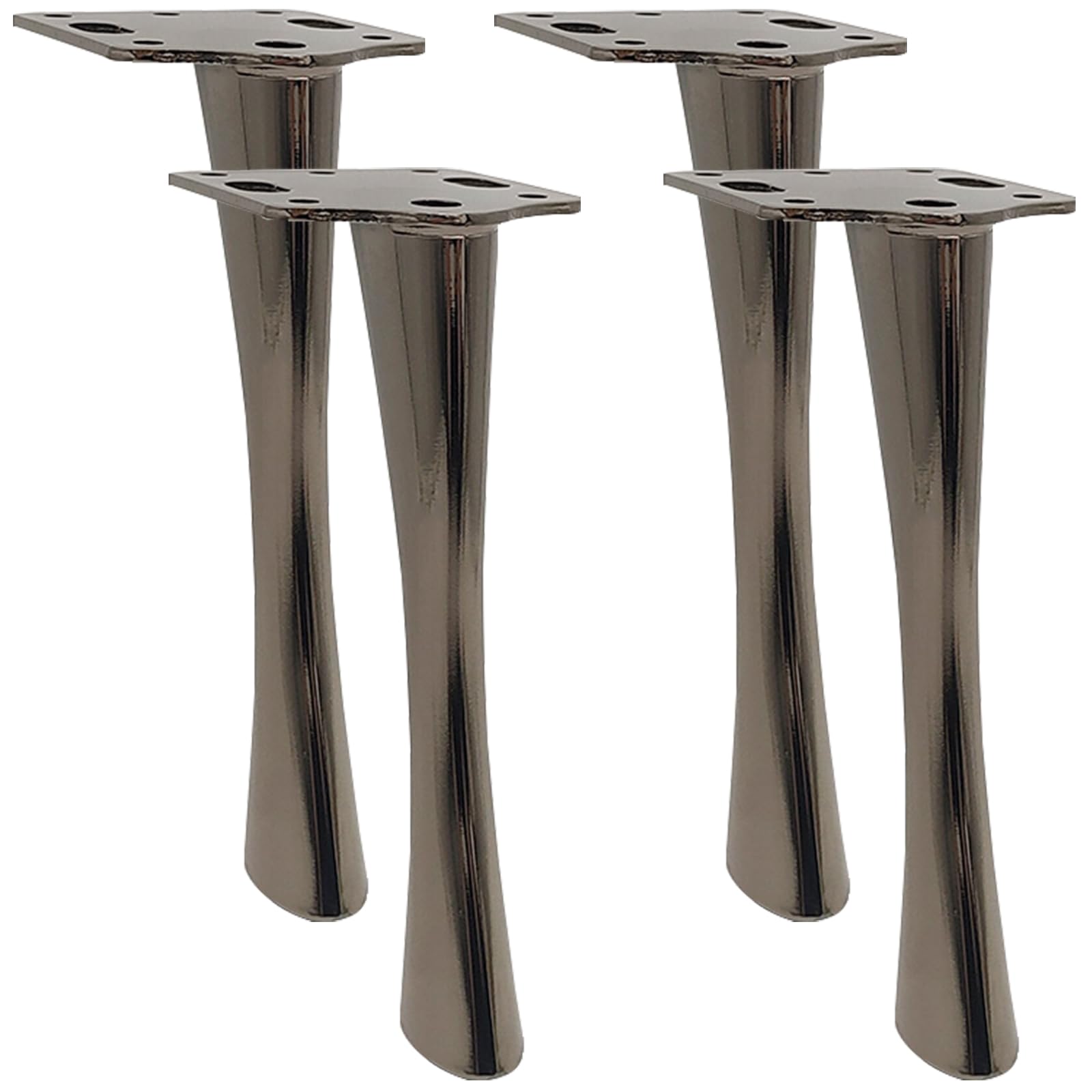 Futrzane nogi perłowa czerń, 4 szt. zwężane futrzane nóżki stal walcowana na zimno | Platerowane nogi stołu Wysokość: 15 cm / 6 cali, 17 cm / 6,7 cala nogi sofy nogi szafki stopy kuchenne 15