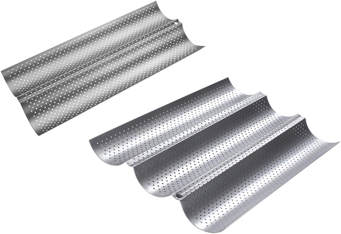 2pcs 2pcs Non-stick Perforated Bread Baking Trays Crisp Even Loaf Pans for Home Bakers Silver Medium Small