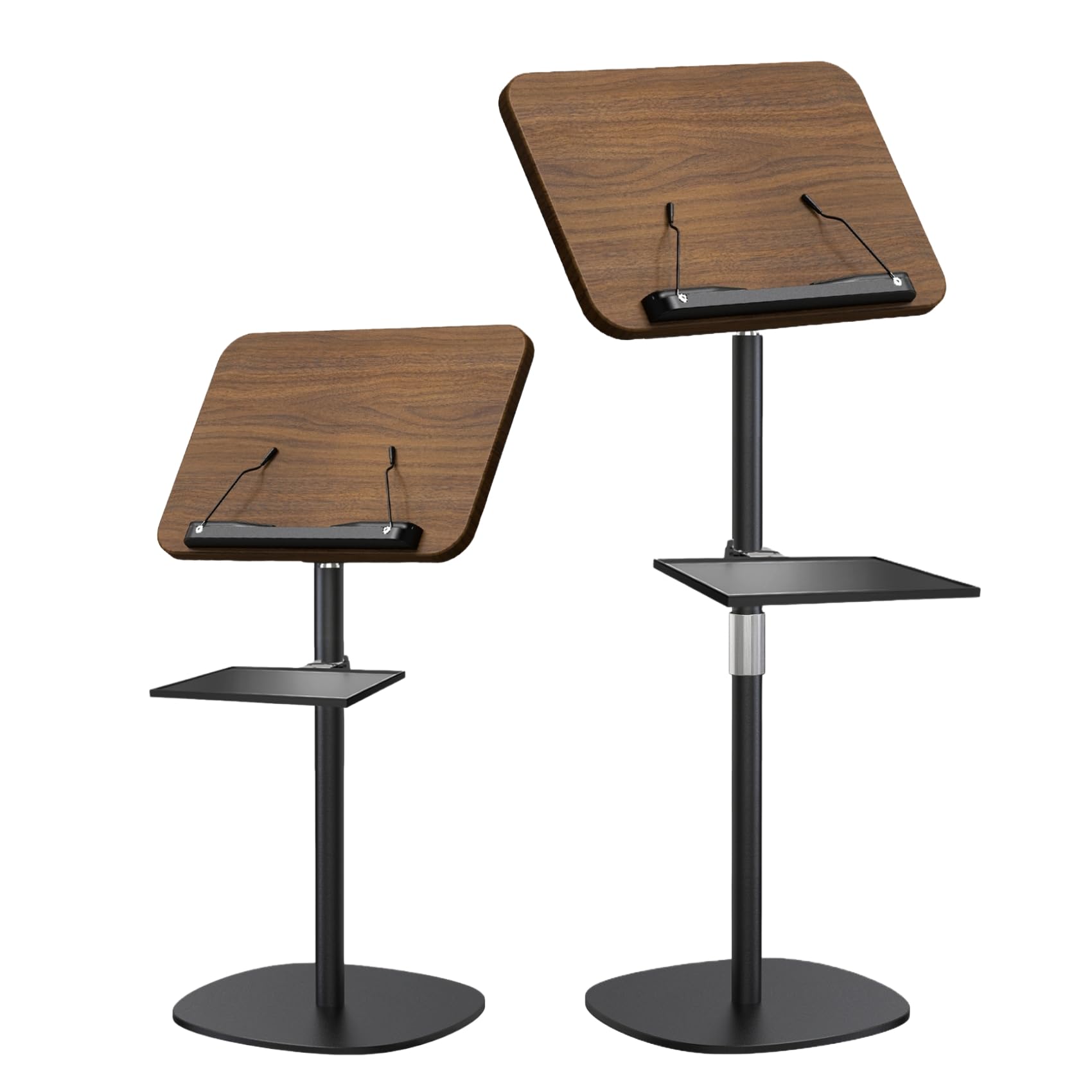 NAMON Atril portátil de madera, altura ajustable (16.5-51 pulgadas) y ángulo (180°), incluye bandeja + soporte para teléfono + clips de página, perfecto para profesores, conferenciantes, serpentinas