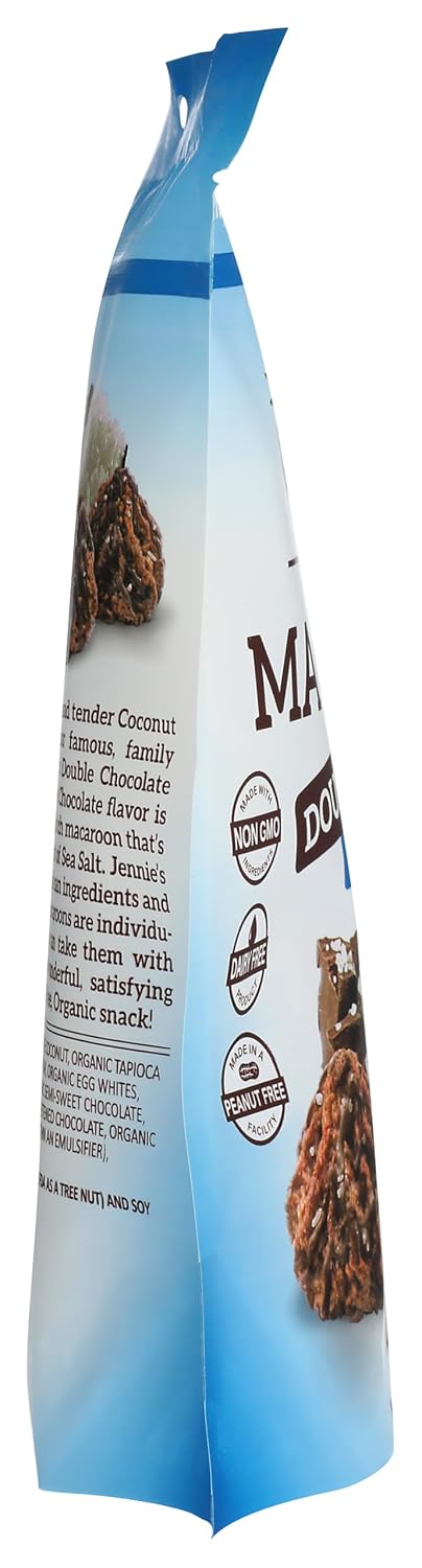 Jennies Organic Double Chocolate Macaroons with Sea Salt, 5.25oz | Dairy Free | Gluten Free | Peanut Free | Individually Wrapped image 4