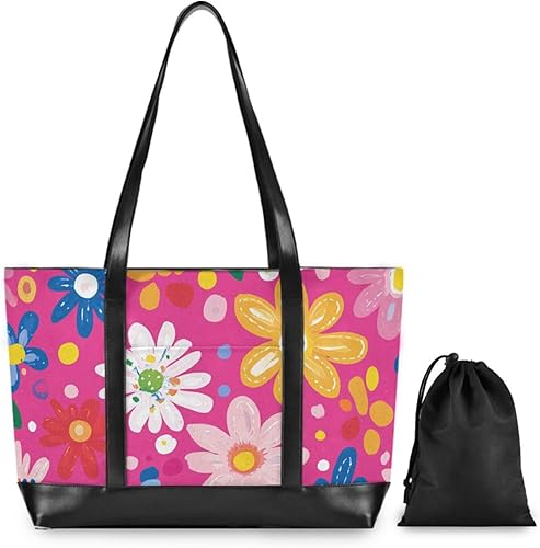 Miniatura 2 de KLL Fresh Little Flowers Peach Bolsas de gran capacidad para portátil con bolsas con cremallera para el trabajo Bolso grande para viajes con maletín