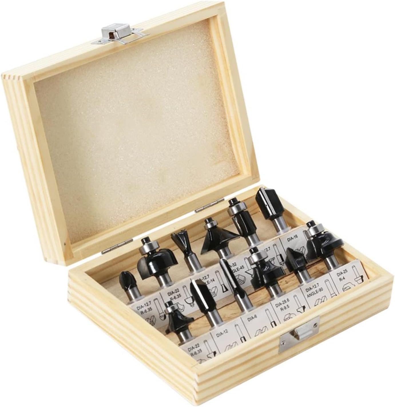 Carbide Milling Cutter 12 Pieces Of 8 Mm Shank Wood Milling Cutters, Vertical End Mills, Trimmers, Clean Flush Trimming Corners, Round Concave Box Drill Bits, Tool Milling Cutters