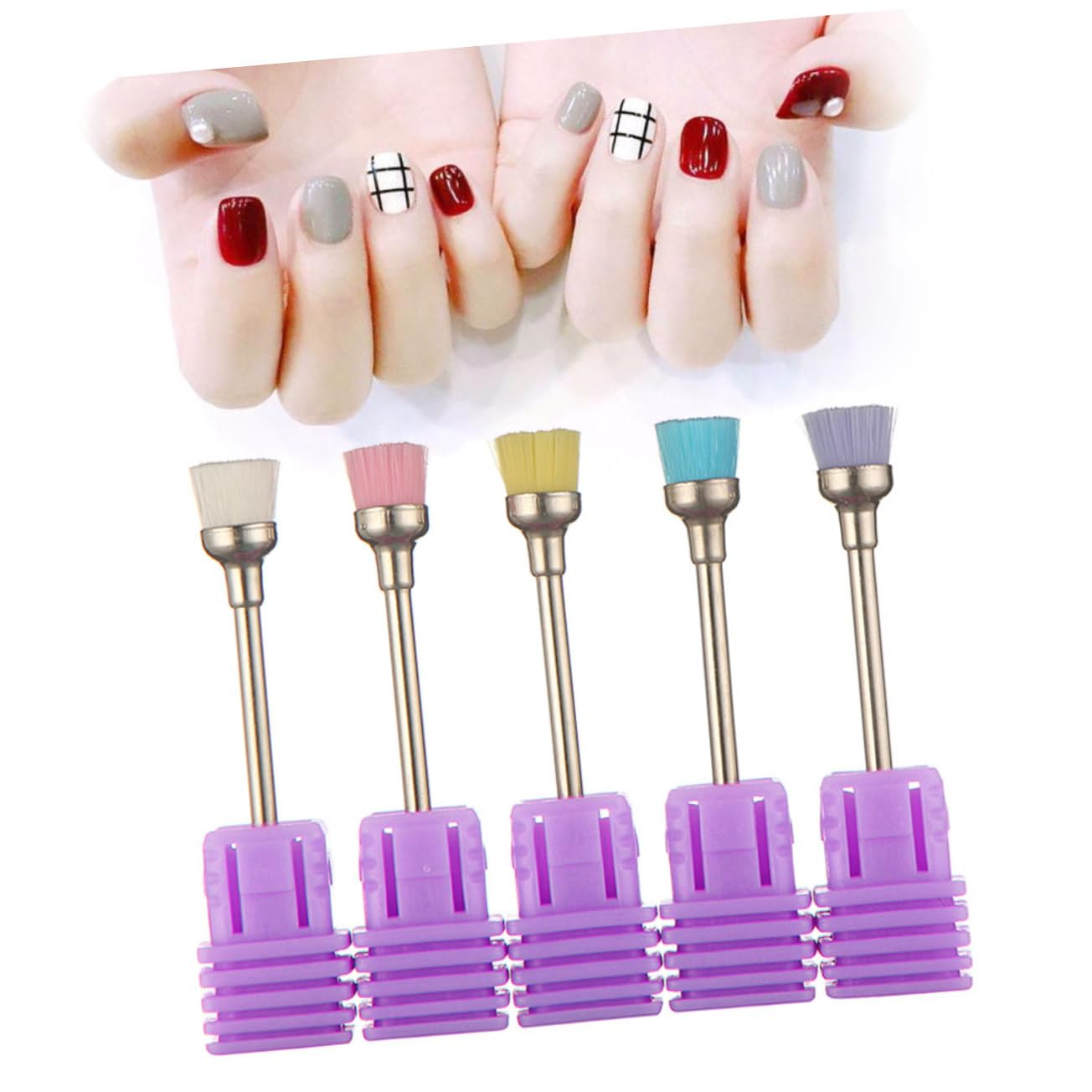 Healeved 15pezzi Spazzole Per Punte Unghie Professionali Per Manicure e Pedicure Rosa e Giallo Per La Rimozione Della e La Punte Per Trapano Unghie