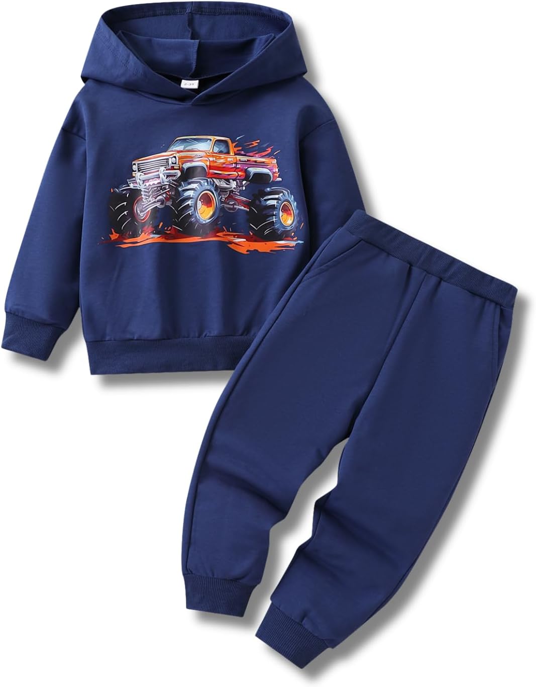 2-7 Years Toddler Boys' Dinosaur & Truck Print Pullover Hoodie and Sweatpants Set