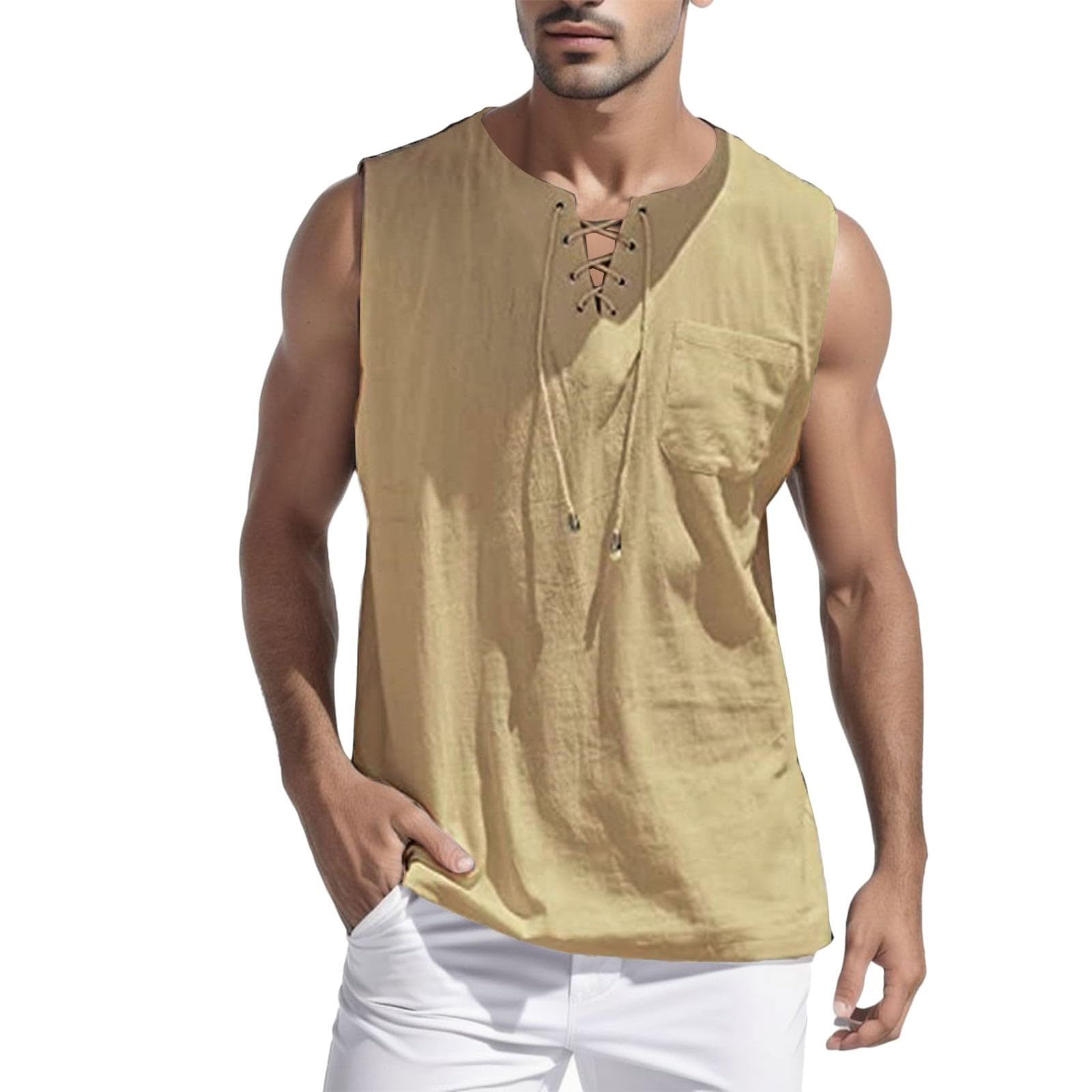 Jersey para hombre de gran tamaño, camiseta de tirantes para verano, cuello redondo, sin mangas, ropa de calle festiva, camiseta ligera transpirable, moda de verano, camiseta interior básica