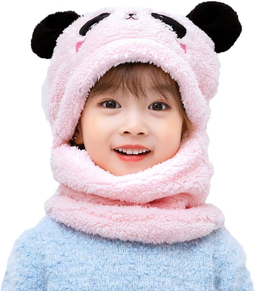 Children's Plush hat,Party Animal Hats for Kids， Cute Panda hat.Winter Children's ski Cap Windproof Warm Cap(Suitable for 10-Year-Old Children - Adults) Pink: Clothing, Shoes & Jewelry