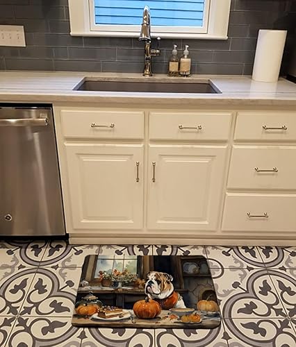 Miniatura 2 de Caroline's Treasures English Bulldog Fall Kitchen Pumpkins Memory Foam Kitchen Mat Machine Washable Anti-Fatigue Mat Cushion Comfort Bath Mat or