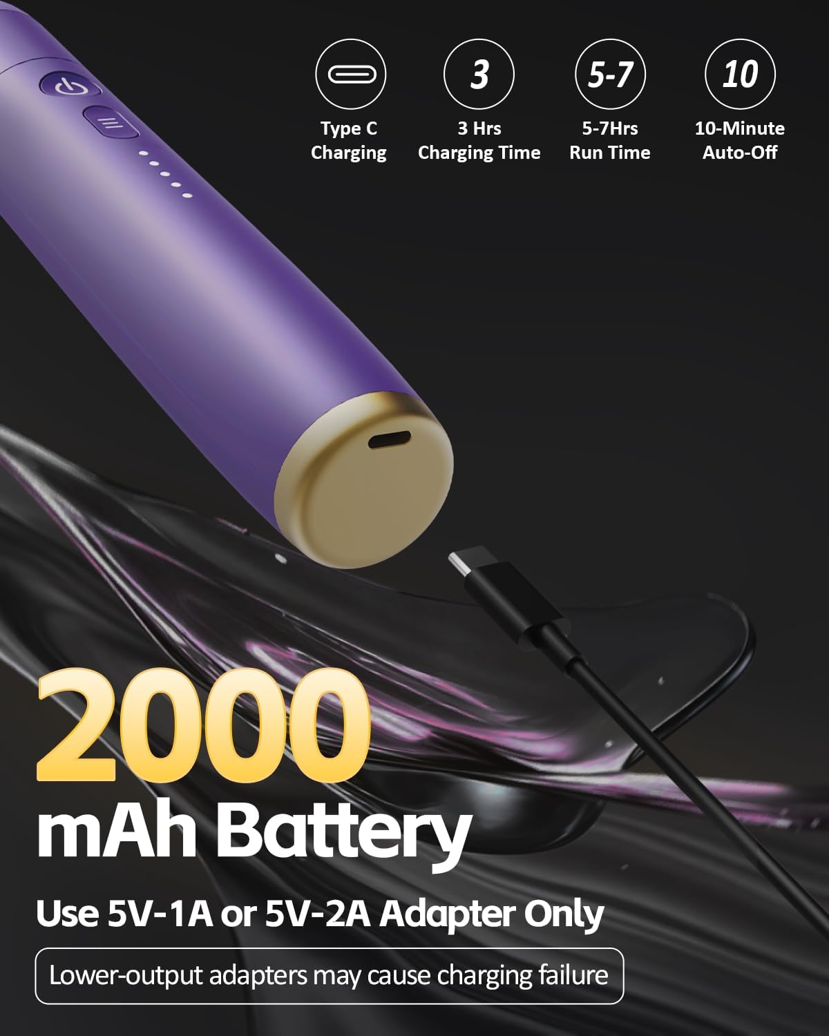 2-in-1 Detachable Muscle Massage Gun Deep Tissue with 20'' Extension Handle, Back and Neck Massager for Pain Relief, Handheld Massager for Shoulder Lower Back Leg Waist, Purple - Image 5