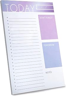GSM Brands Daily To Do List Notepad, Trendy Ombre Design with Checklist, Don't Forget, Tomorrow and Notes Sections (7 x 10, 60 Pages)