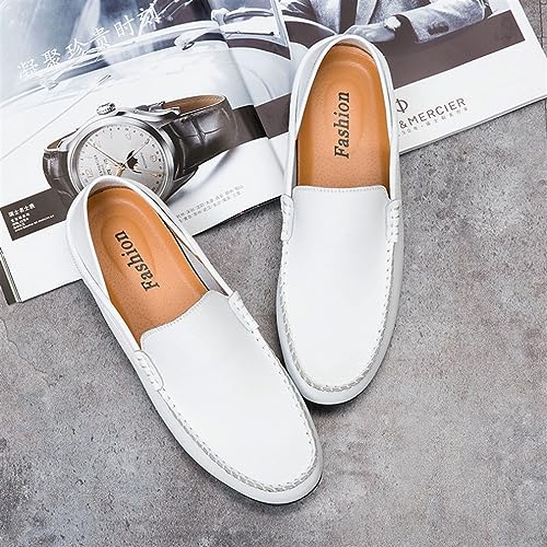 Men Business Leather Moccasins Casual Sewing Thread Loafers Round top Low Top Flat Heel Walking Shoes for Everyday Formal Business Traveling2