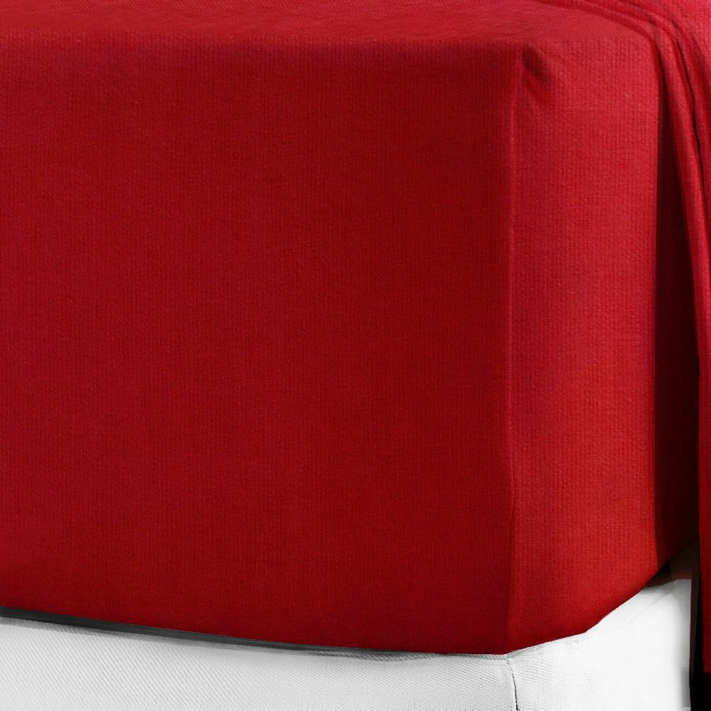 Extra Deep Flannelette Fitted Sheets 100% Brushed Cotton Thermal Plain Super Soft Warm Cosy 40cm 16" Deep Fitted Sheets (Red, Double)
