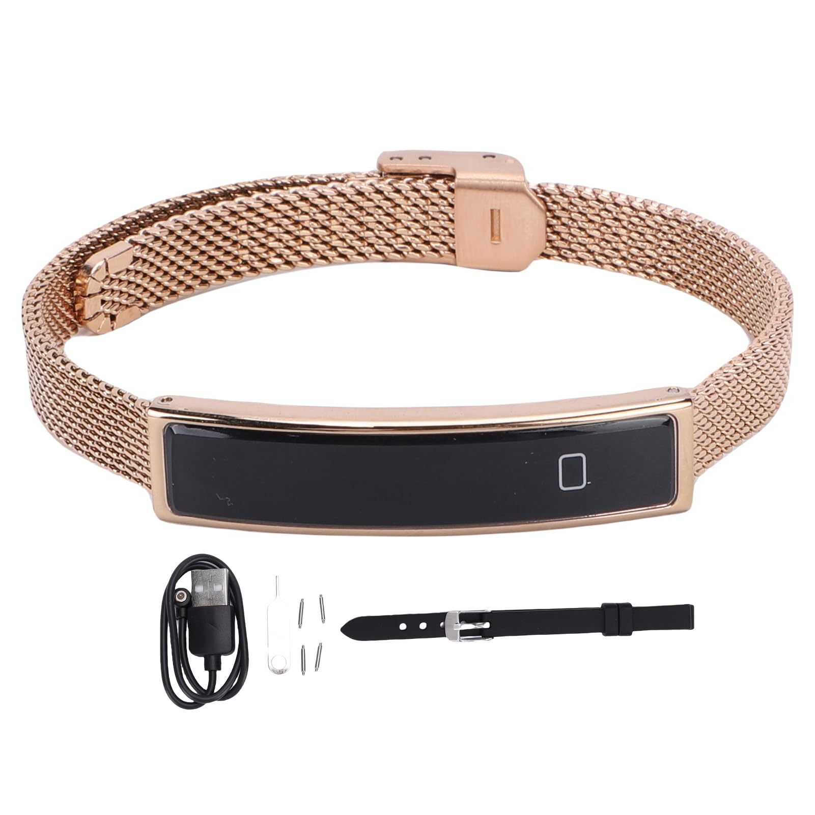 banapoy Bracelet Intelligent, Traqueurs de Fitness, Cadeaux pour Noël, Femmes et Hommes, Téléphone Bluetooth, Obturateur à Distance, étanche pour la Course à Pied, Le Cyclisme (Gold)
