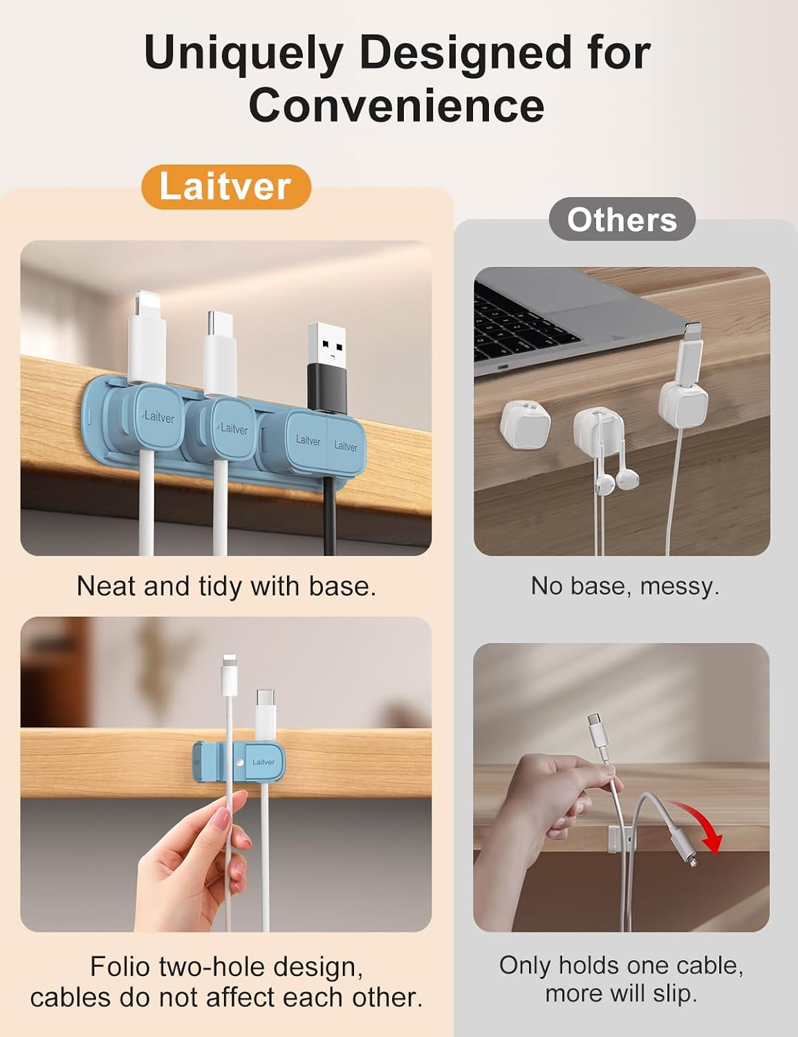 6 Pack Magnetic Cable Clips [1s Open/Lock], Cord Organizer Holder image 3