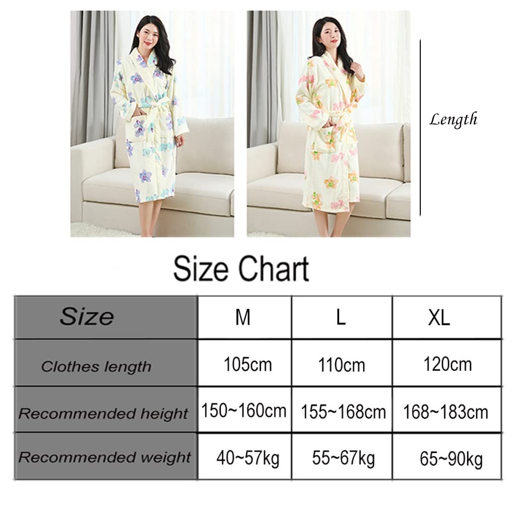 Albornoz para Mujer, Toalla De Rizo, Túnicas Sexy, Manga Larga Difusa, Algodón Ligero, Hotel Yukata, Pijama De Baño, SPA, Suave, Cómodo, Estampado Pansy (Color : Purple Flower, Size : XL-120cm)