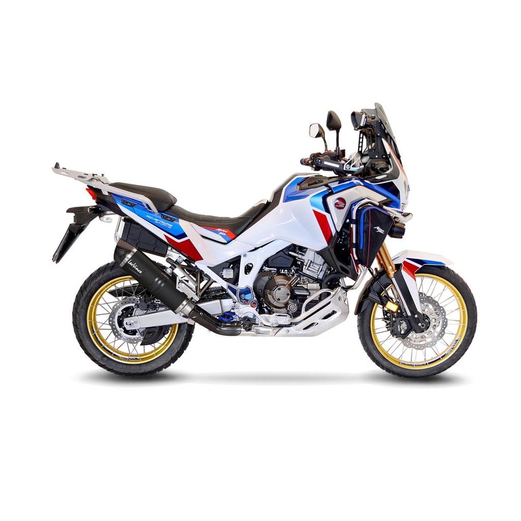Terminale di scarico per marmitte slip-on LV One Evo Black compatibile Honda CRF1100L Africa Twin dal 2020, design sportivo, finitura nera, montaggio plug and play