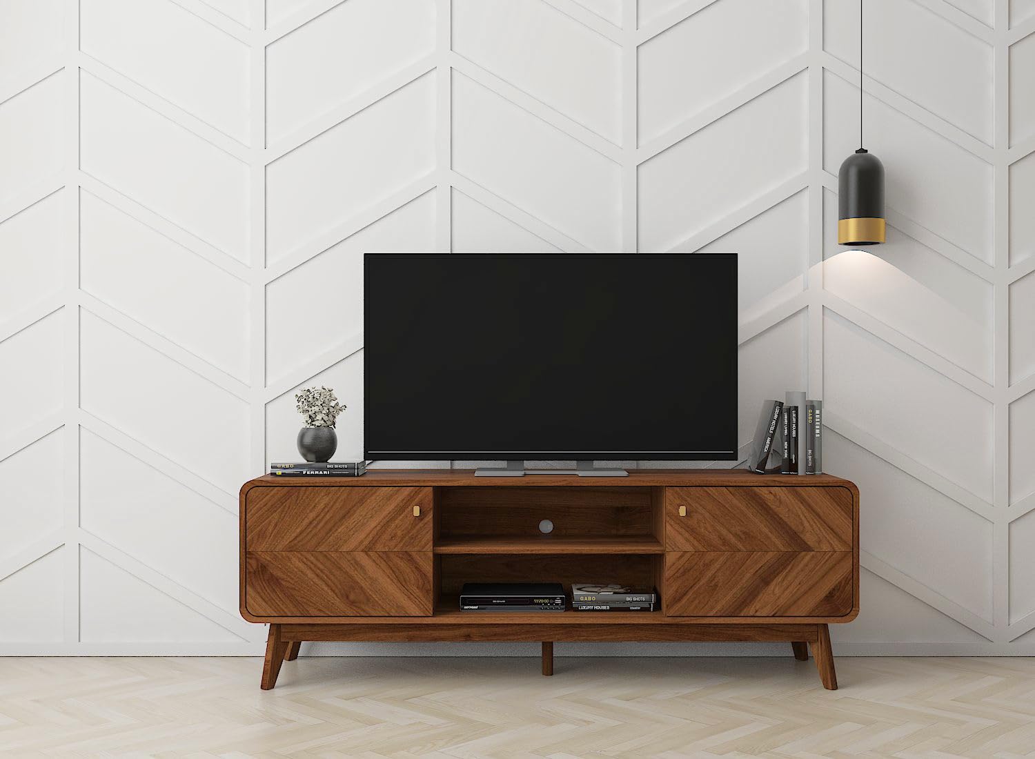 Kidsaw LV44 Columbian Walnut 2 Door TV Cabinet, 1.6m, Brown
