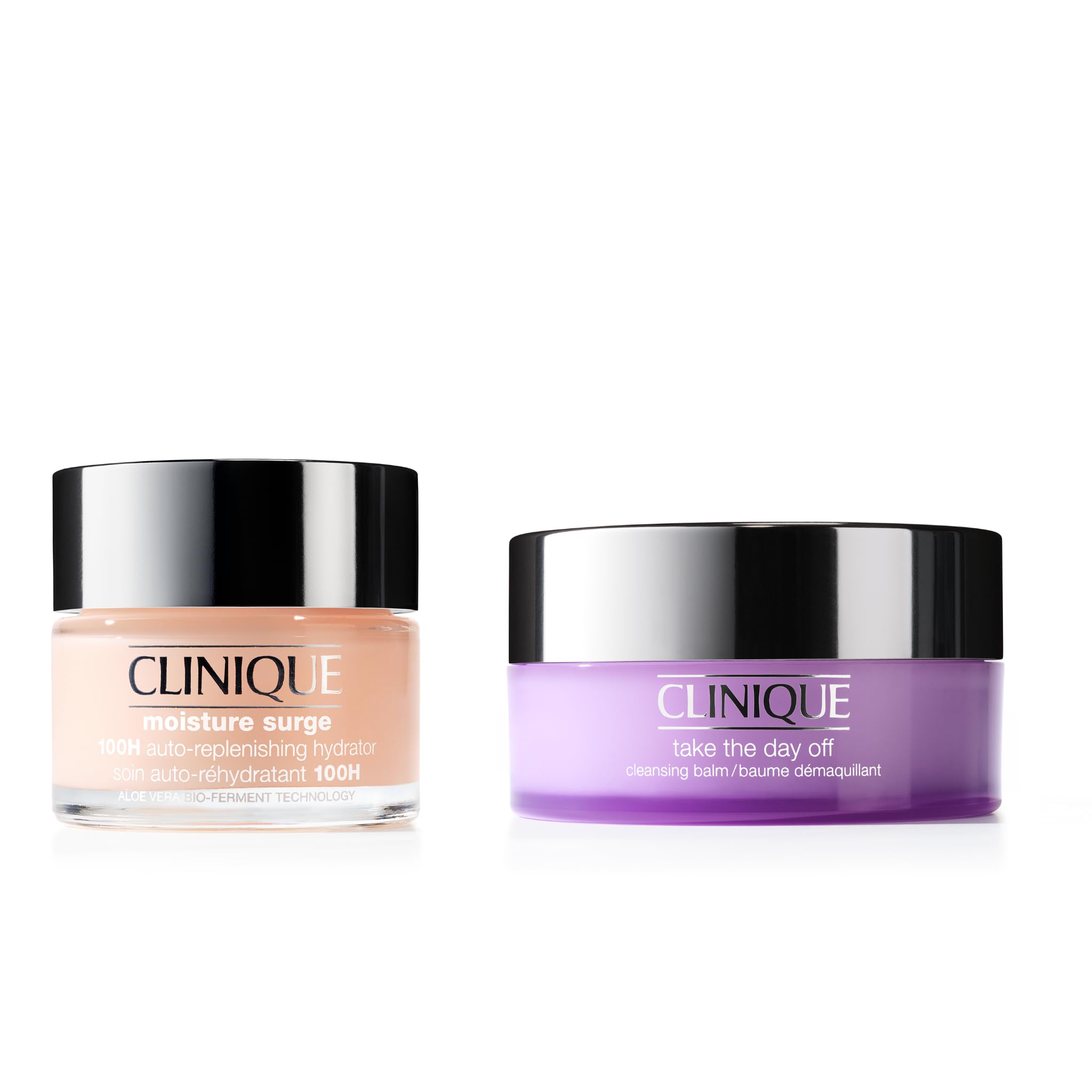 Clinique Moisture Surge & Take the Day off Set: Moisture Surge Soin Auto-Réhydratant 100H (50ml) + Baume Démaquillant (125ml) - Dissout Maquillage et Écran Solaire - Doux et Efficace