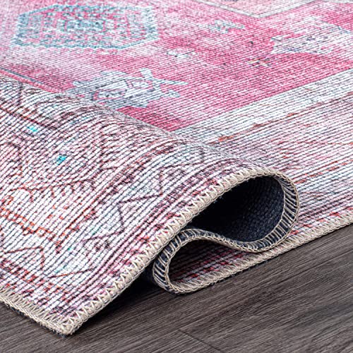 Rugshop Distressed Transitional Bohemian Stain Resistant Flat Weave Eco Friendly Premium Recycled Machine Washable Area Rug 2'1"X3' Multi #TOP5