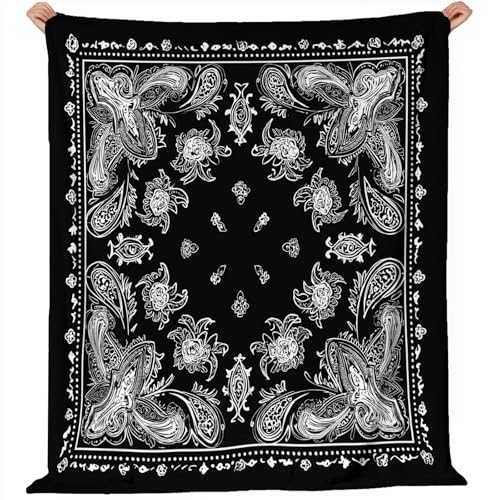 Genérico Manta para Sofá Extra Suave 70x100 cm, Flores Cachemir Pañuelo Suave Cálida Transpirable Ligera Estampado Negro Manta Invierno Calentitas para Adulto y Niño Sala de Estar