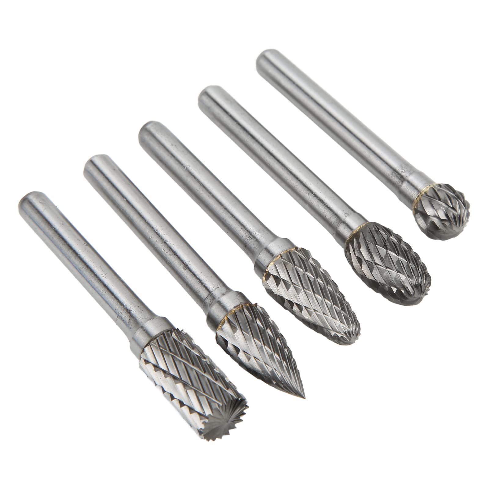 Juego de 5 Fresas Doble Corte de Carburo de Tungsteno 6x10 mm para Tallado Industrial en Mecánica, Aviación y Automoción (ADEFG)