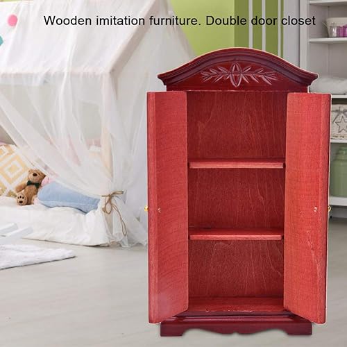 Miniatura 3 de 112 Escala Mini Vintage de Madera Doble Puerta Armario Armario Muñecas Casa Accesorio Casa de Muñecas Muebles Vino Rojo Muñeca Accesorios
