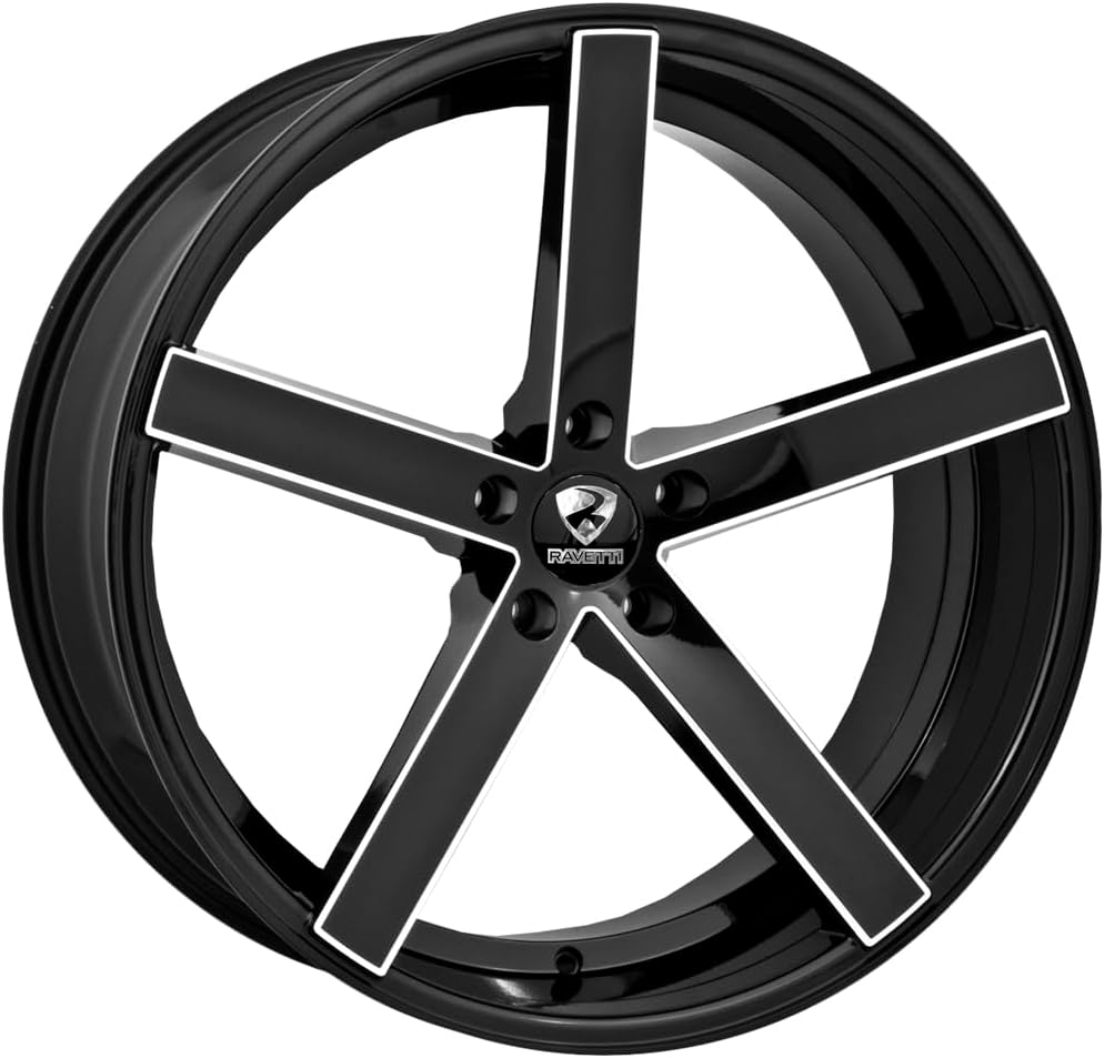 M1 Black with Milled Spokes 22x8.5 Wheel / 5-115 mm Bolt Pattern / +15 mm Offset / 74.1 mm Hub Bore