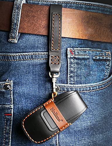 ontto Capa de chaveiro de 5 botões para chave de carro Volvo couro genuíno bolsa azul