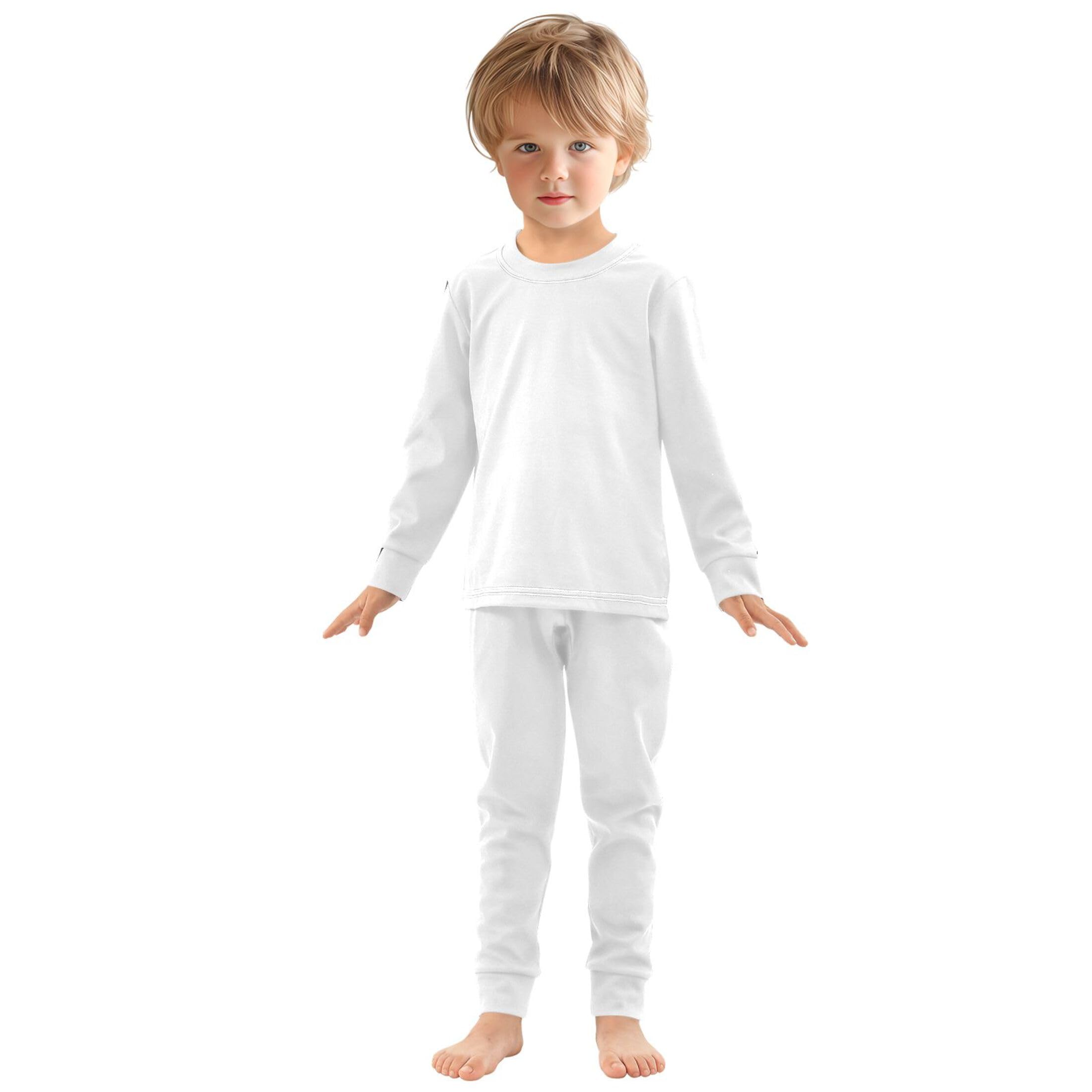 White Long Sleeve Pajamas Set Sleepwear Jammies 2pcs Set Pjs White