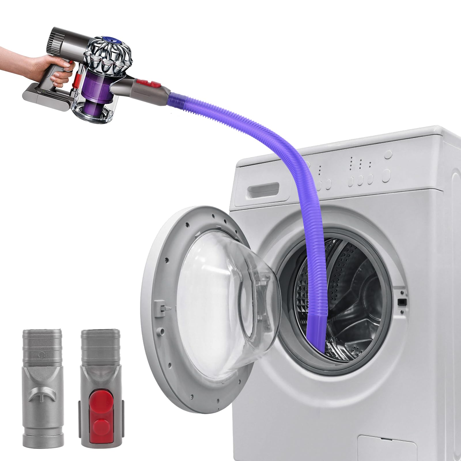 Flexible Tumbler Dryer Lint Vacuum Extension Hose Compatible with Dyson V15 V12 V11 V10 V8 V7 V6 Vacuum Cleaner Dyson Extension Hose, Tumble Dryer Lint Attachments + V6/V7 Adapter, 85cm