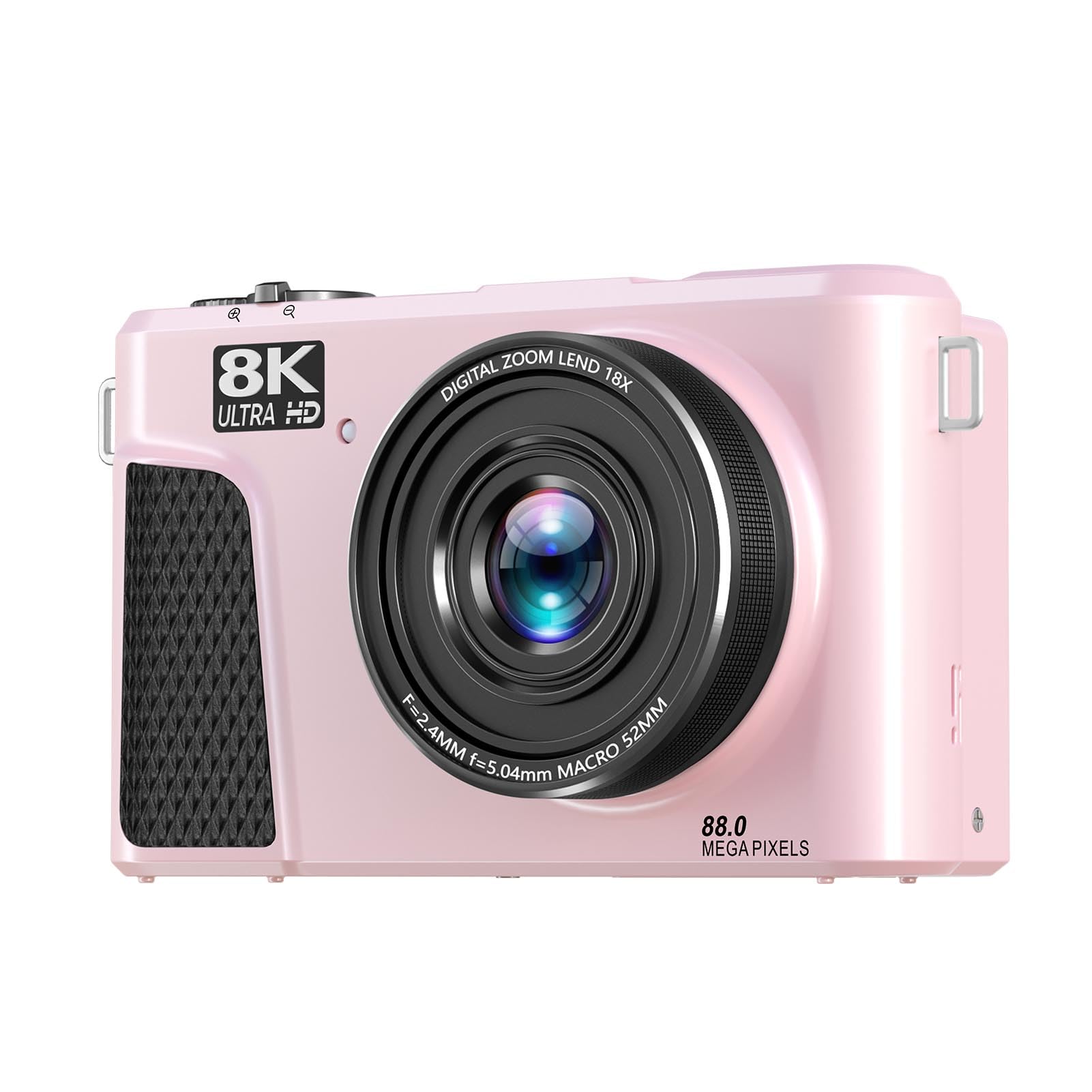 Asixxsix Fotocamera digitale 8K per fotografia, fotocamera WiFi da 88 MP per vlogging con schermo ribaltabile da 3 pollici a 180°, zoom digitale 18X con autofocus, scheda da 32 GB (PINK)