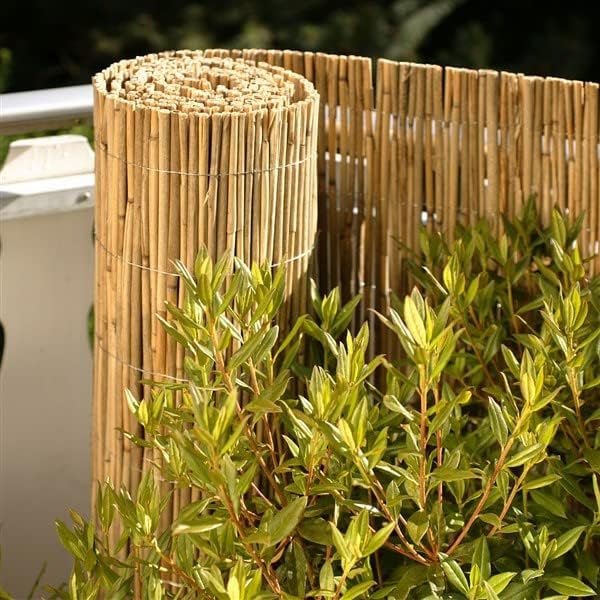Extra Thick Bamboo Screening, Eco-Friendly Privacy Fence, Extra Thick Natural Peeled Reed Fence, as Wind and Sight Protection(8mm-10mm Thickness)(1.5m x 3m)
