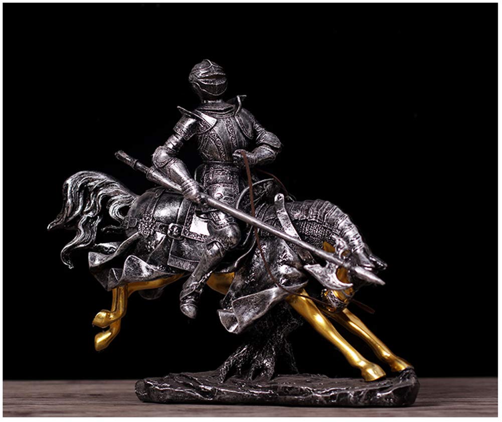 Amazon.co.jp: 寺院の騎士像、中世ヨーロッパの戦士像樹脂工芸品