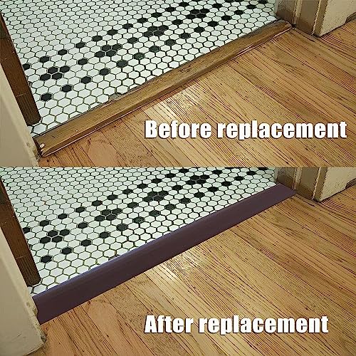 Door-Threshold-Strips 36 Inch, Thresholds For Doorways 1/2'' ~ 3/5'', Rubber-Floor-Transition-Strip Wood To Tile, Vinyl Edge-Threshold-Reducer-Strip (Coffee) #TOP4