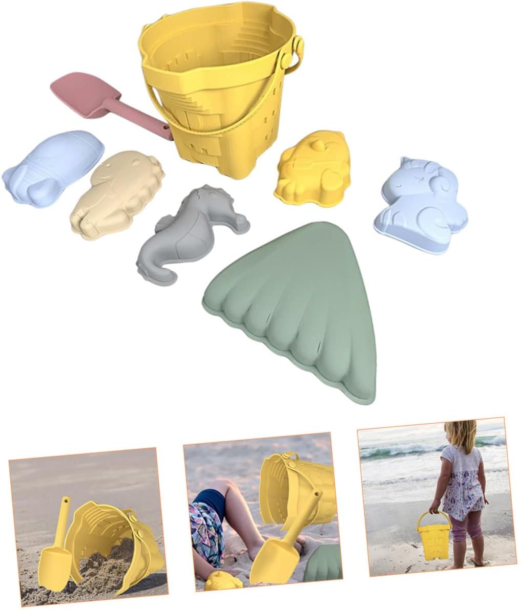 Vaguelly S Ocean-Themed Sand Yellow Beach Bucket and Shovel Playset for Boys and Outdoor Sand Digging for Creative Beach Fun and Activities