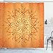 ABAKUHAUS Blatt Duschvorhang, Orange Mandala, Wasser Blickdicht inkl.12 Ringe Langhaltig Bakterie und Schimmel Resistent, 175 x 180 cm, Orange
