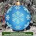 Clovers Garden Blue Metal Christmas Ball Ornament Yard Stake with White Snowflakes - Elegant Lawn Holiday Sign for Outdoor or Indoor - Walkways, Planters and Walls