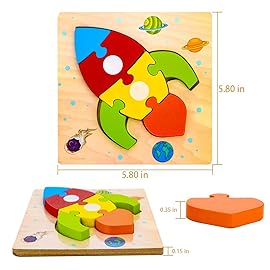 SKYFIELD Wooden Vehicle Toddler Puzzles for 1 2 3 Years Old Boys & Girls, Baby STEM Educational Toy Gift with 4 Vehicles Montessori Learning Puzzles, Bright Vibrant Color Shapes