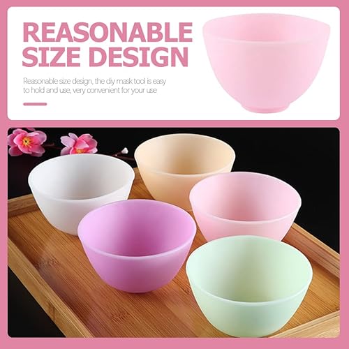Miniatura 5 de minkissy 5 unidades de máscaras faciales de bricolaje, tazón de silicona para máscara de silicona, tazón de mezcla de barro, cuenco de silicona para