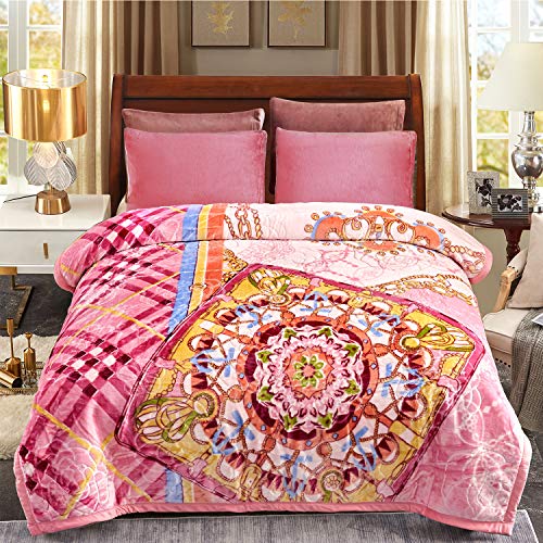 Korean Style Soft Plush Blanket for Autumn and Winter - Pink King Size