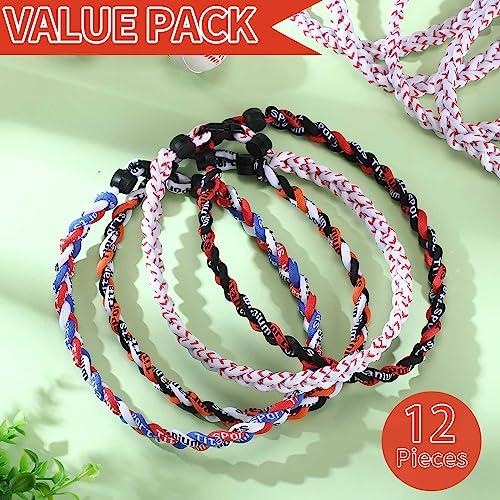 Jexine Softball Baseball Necklaces for Boys Baseball Rope Necklace 3 Rope Braided Tornado Titanium Sports Softball Gifts for Team Girls4